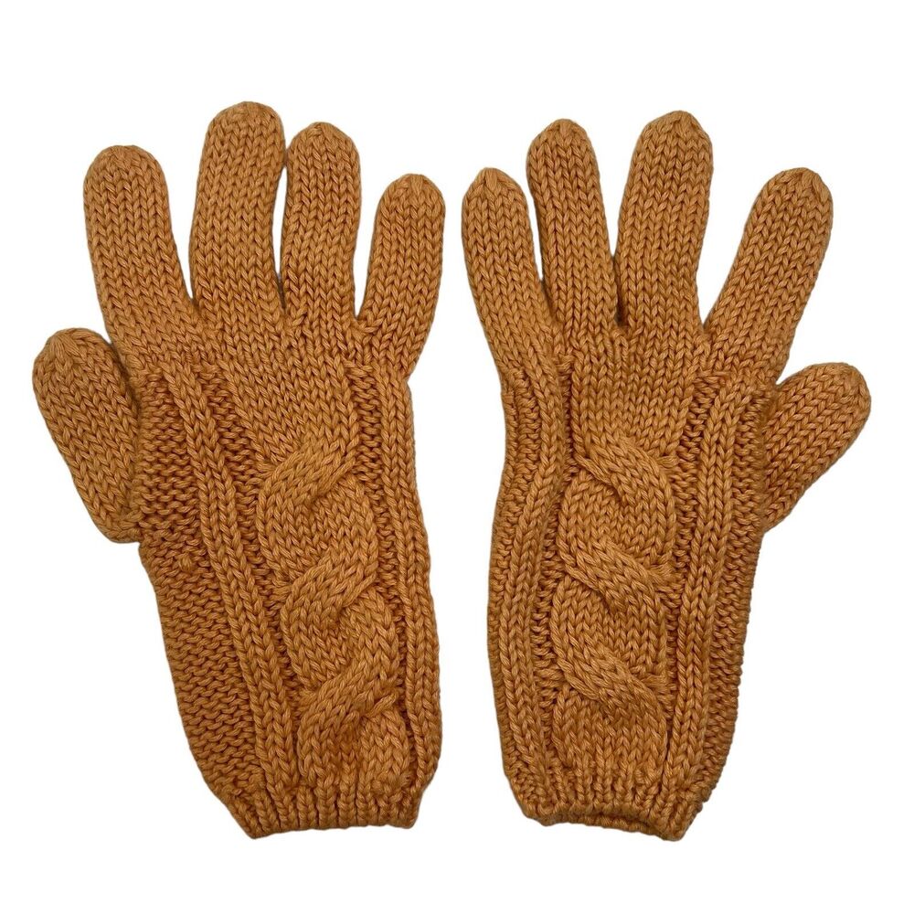GAP Women's Size‎ M/L Cableknit Gloves Peach Pastel Winter Cold Cozy Knit